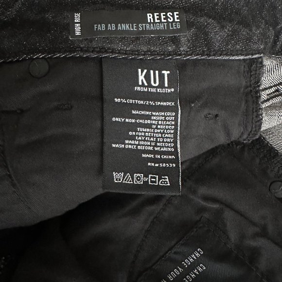 KUT from the Kloth Reese High Rise Fab Ab Ankle Straight Leg Jeans Black Size 0 - Picture 4 of 5